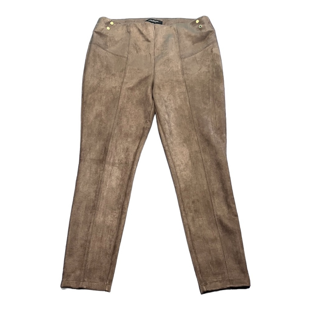 Marc New York Andrew Marc Women’s Brown Faux Suede High-Rise Pull-On Pant Large